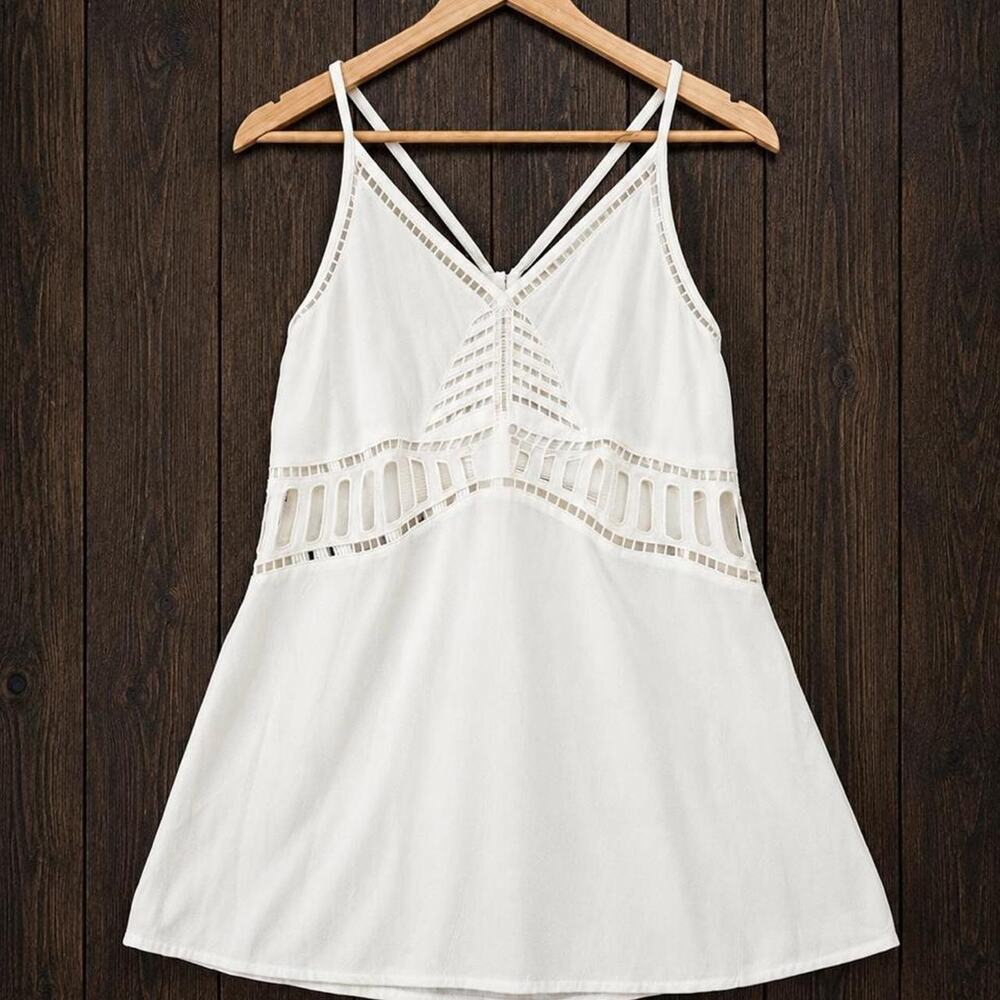 Lulus Strappy White Boho Crochet Cutout Top
